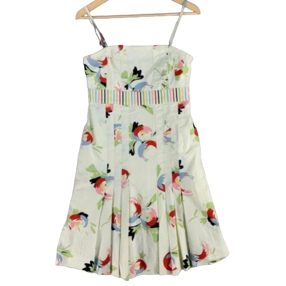 Mauve Ivory & Multi Floral Print Strapless Fit & Flare Summer Dress Size 10 - Picture 1 of 8